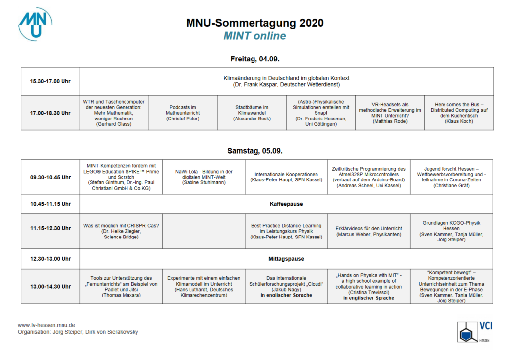 MNU Sommertagung 04.-05.09.2020